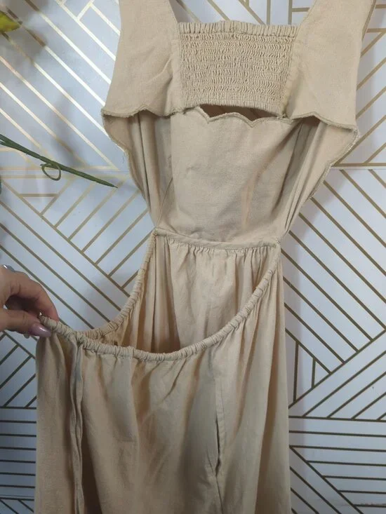 Free People Women's Dressed for sunshine midi dress Desert Topaz Tan Sz XS - Picture 7 of 7